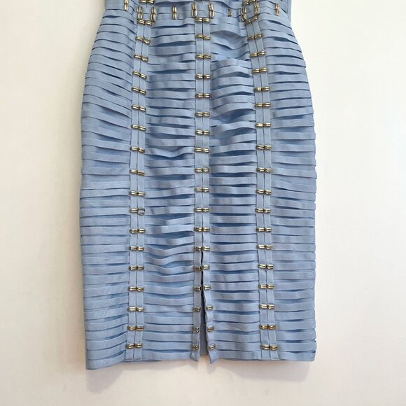 FASHION NOVA Ringing Me Up Midi Dress Blue Strapless Sexy Party Bandage Dress - Picture 4 of 16